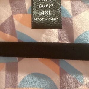 SHEIN Curve Abstract Print Blouse in Pastel Hues